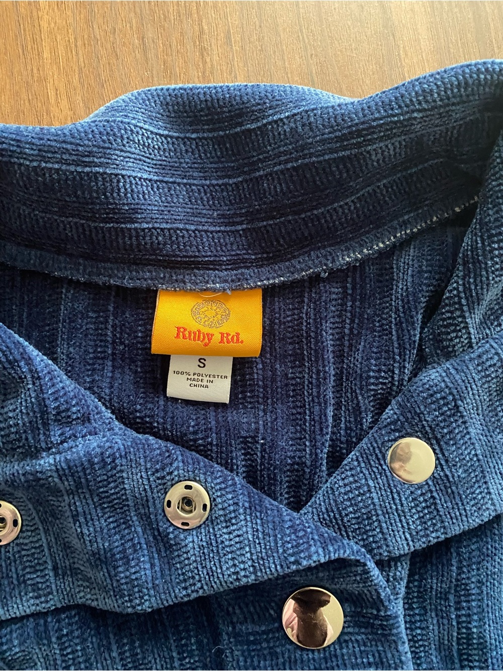 Ruby Rd. Navy Blue Corded Snap-Front Jacket